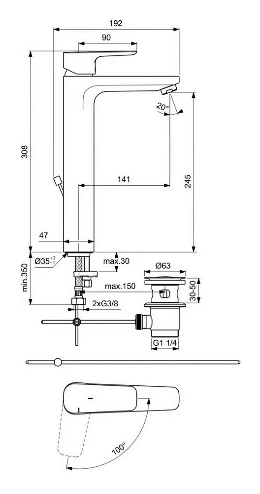 Смеситель для раковины Ideal Standard Ceraplan III B0972AA хром