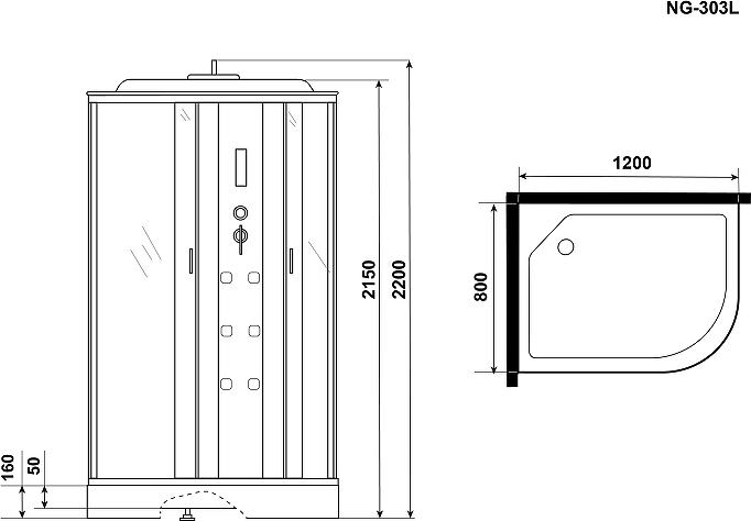 Душевая кабина Niagara Ultra 120x80 NG-303-01L 3030164L левая, профиль хром, стекло прозрачное с полосой