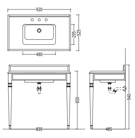 Раковина Devon&Devon Premiere Consolle DEPREMIERENE1FGCR белый