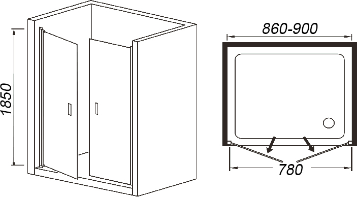 Душевая дверь в нишу Weltwasser WW600 600K2-90