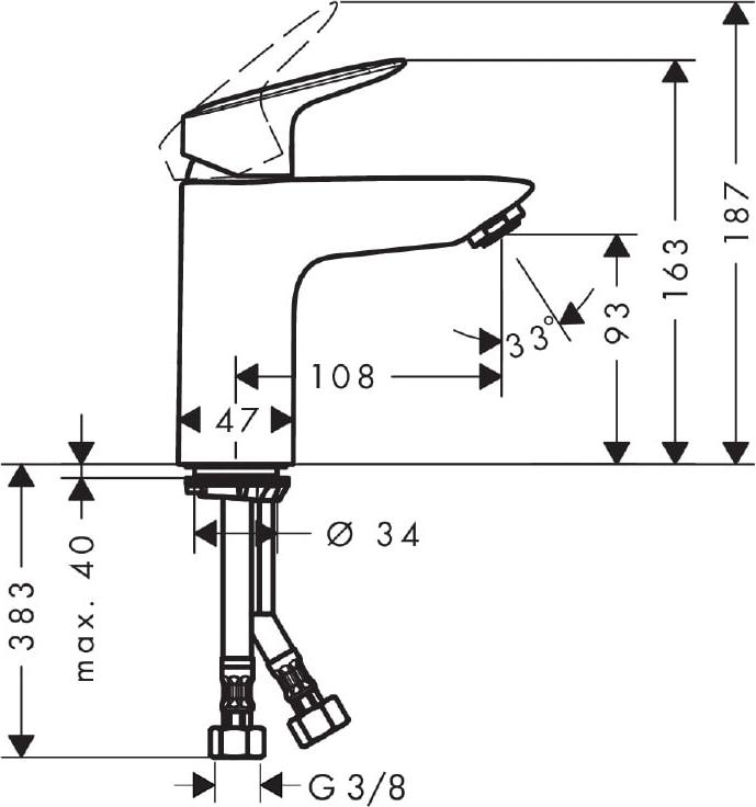 Смеситель для раковины Hansgrohe Logis 71102000, хром