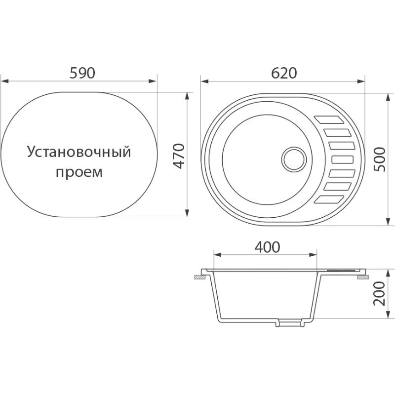 Кухонная мойка Domaci Бьелла DMC-62-310 серая серый