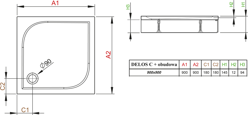 Поддон для душа Radaway Delos C900 с панелью