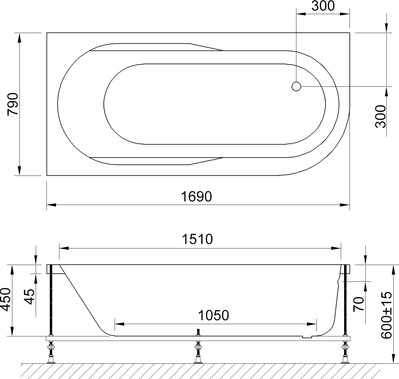 Акриловая ванна Royal Bath Azur RB 169х79 614203 L