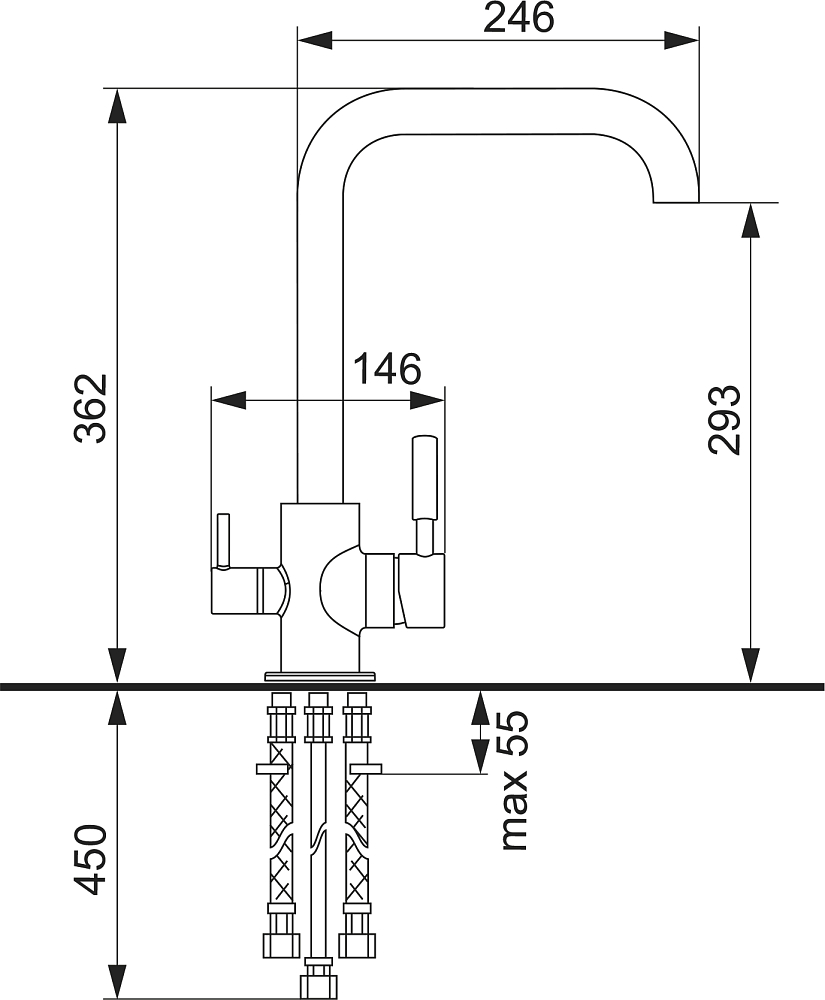 Комплект Мойка кухонная Domaci Солерно DP 605-04 платина + Смеситель UQ-019-04 платина