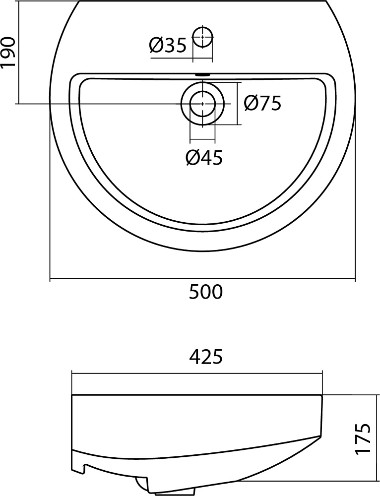 Раковина Santek Аллегро 1WH301951 50 см.