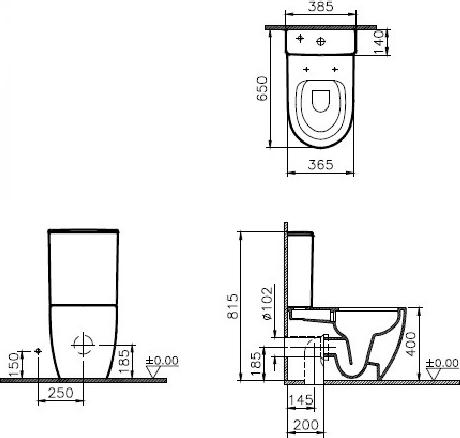 Унитаз-компакт Vitra Sento 9830B003-7203 безободковый, крышка-сиденье микролифт, белый