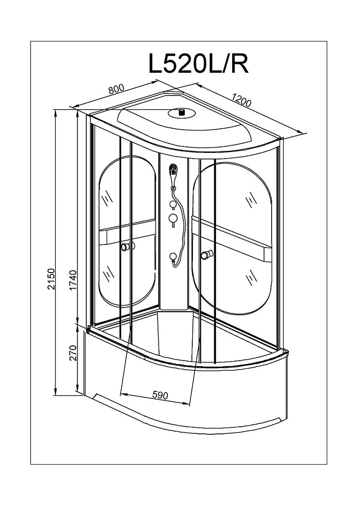 Душевая кабина Deto L L520R