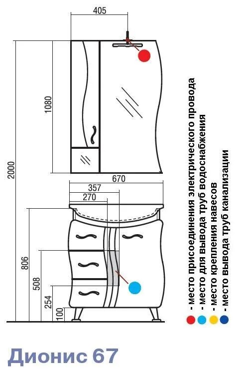 Тумба под раковину Акватон Дионис 1A005901DS010 белый