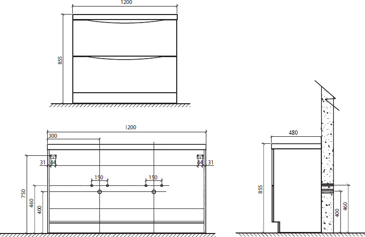 Тумба для комплекта BelBagno Ancona-N 120 rovere more напольная