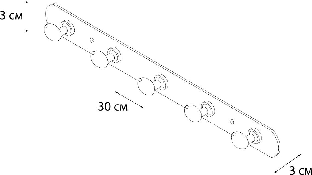 Планка Fixsen FX-1415 хром 5 крючков