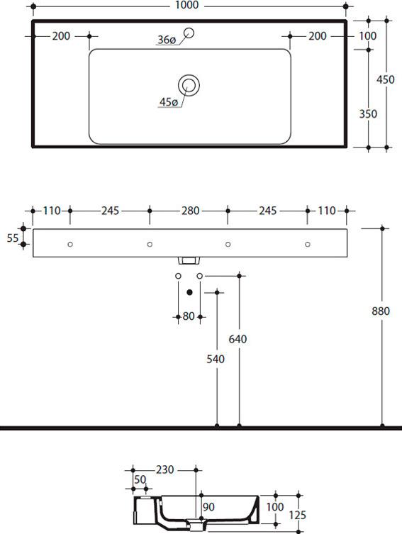 Раковина Kerasan Cento 355001 100 см