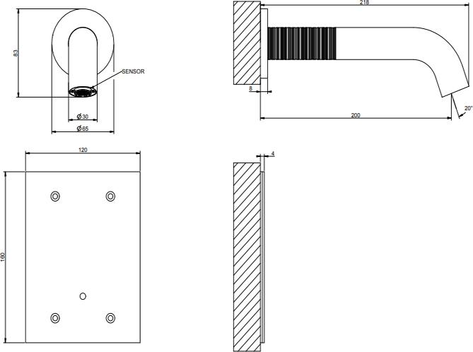 Электронный смеситель для раковины Gessi 316 Trame 54315#239, steel brushed