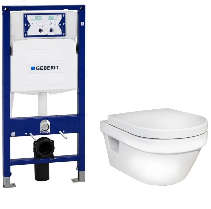 Инсталляция Geberit с безободковым унитазом Gustavsberg Hygienic Flush 5G84HR01, сиденье микролифт, комплект 399163