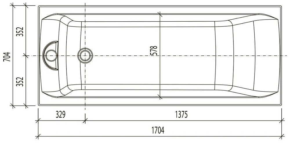 Акриловая ванна Eurolux Qwatry E1017075030 белый