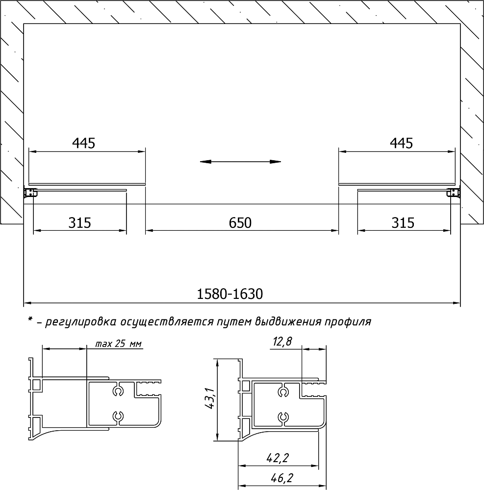 Штора для ванной Vegas Glass Z2V 0160 05 01 профиль бронза стекло прозрачное