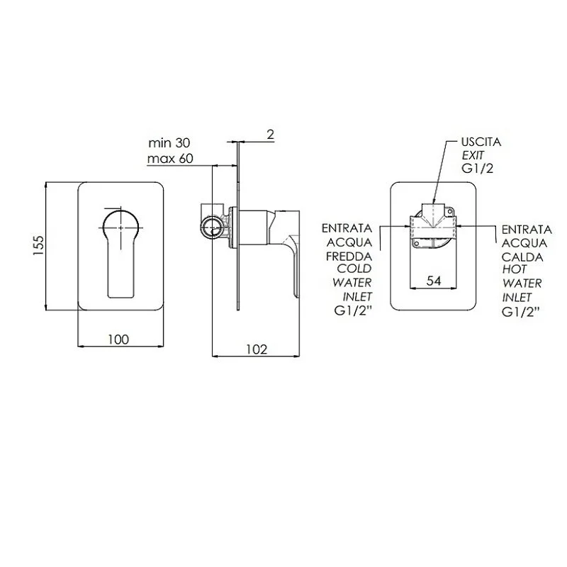 Смеситель для душа Remer Energy EY30L хром