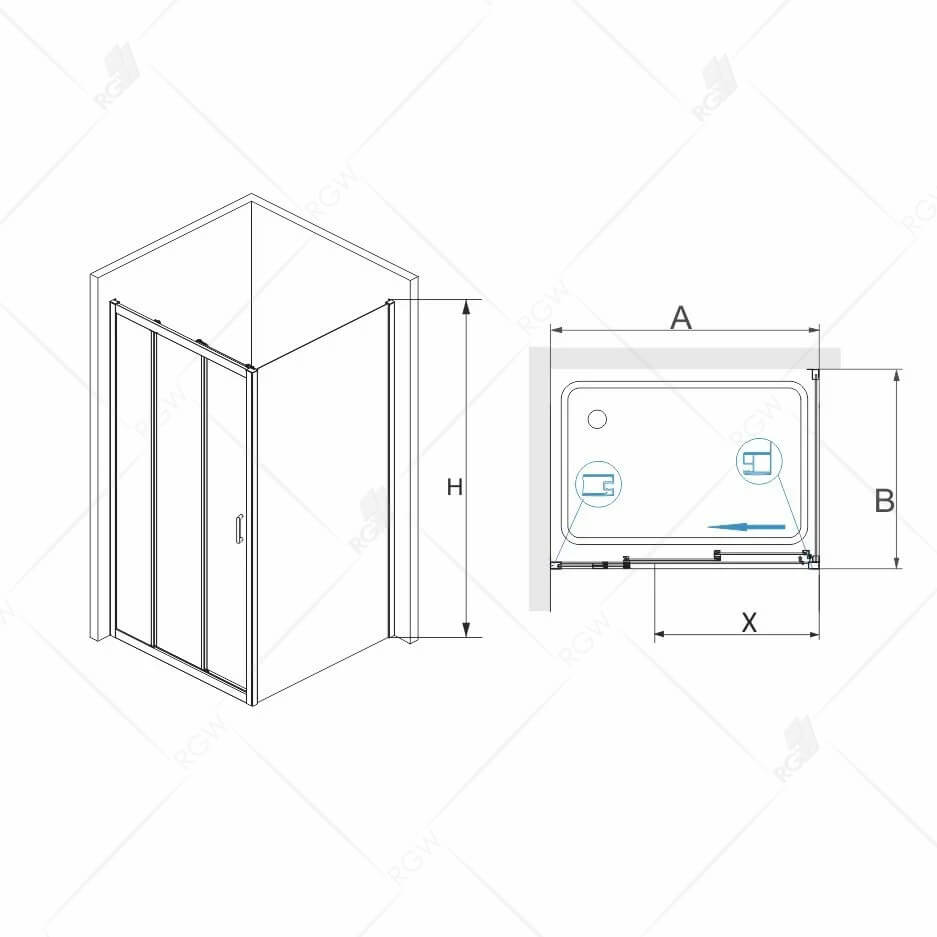 Душевой уголок RGW Passage 060873170-011P стекло прозрачное, профиль хром