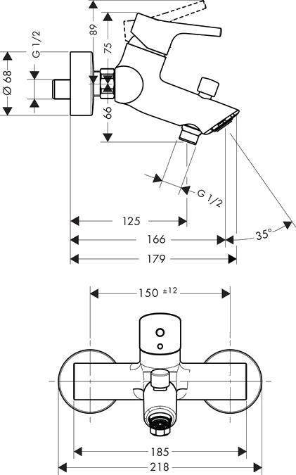 Смеситель для ванны с душем Hansgrohe Talis S 72400000, хром