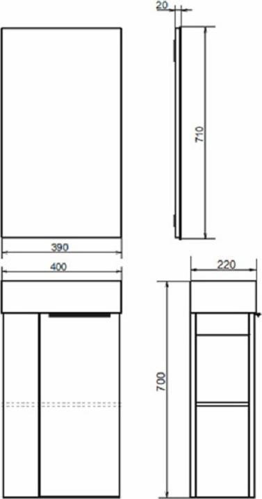 Тумба с раковиной Comforty Матэ 40 00-00000832, дуб тёмно-коричневый