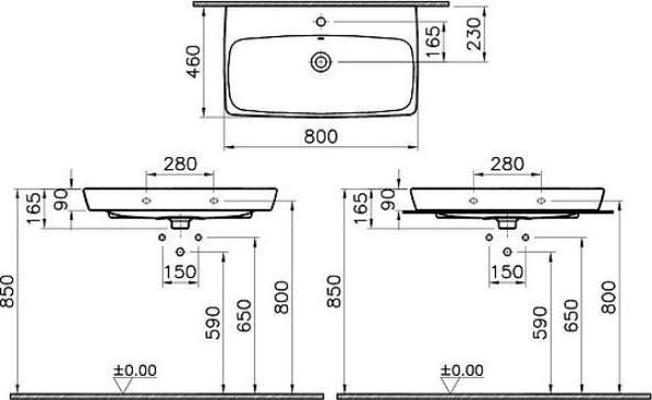 Раковина VitrA Metropole 5663B003-0001 80 см