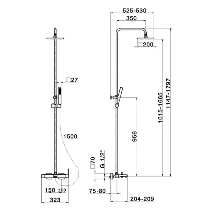 Душевая система Cisal Roadster RR00412021 хром