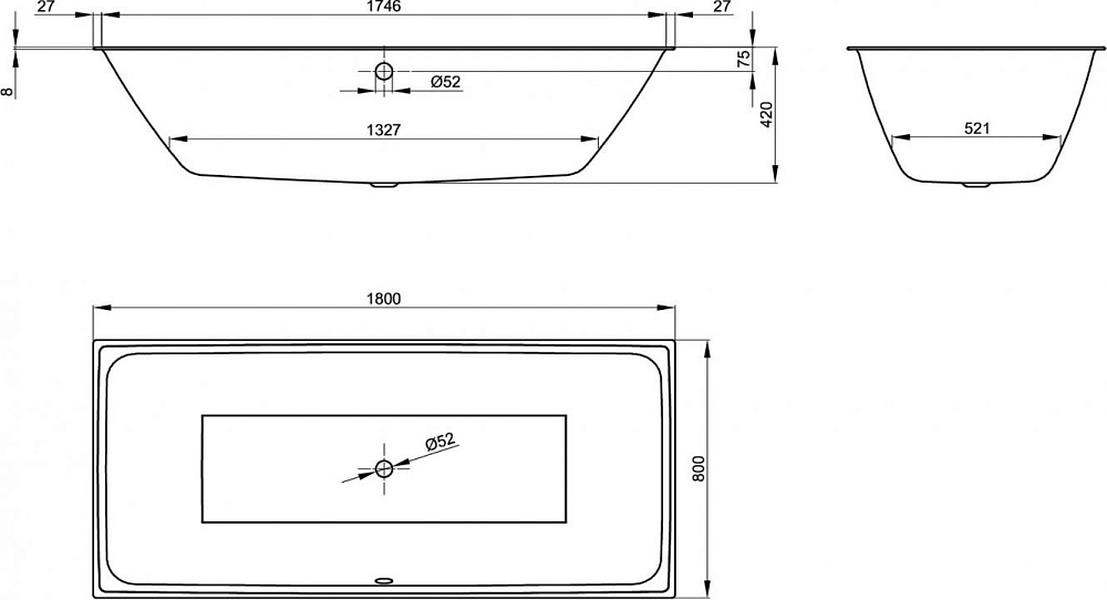 Стальная ванна Bette Loft 180x80 см 3172-000