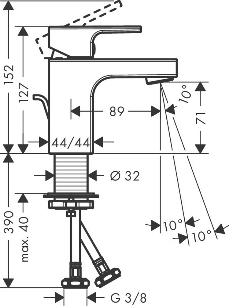 Смеситель для раковины Hansgrohe Vernis Shape 71560670, матовый чёрный