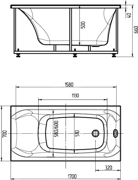 Акриловая ванна Aquatek Альфа 170x70 см ALF170-0000052, белый