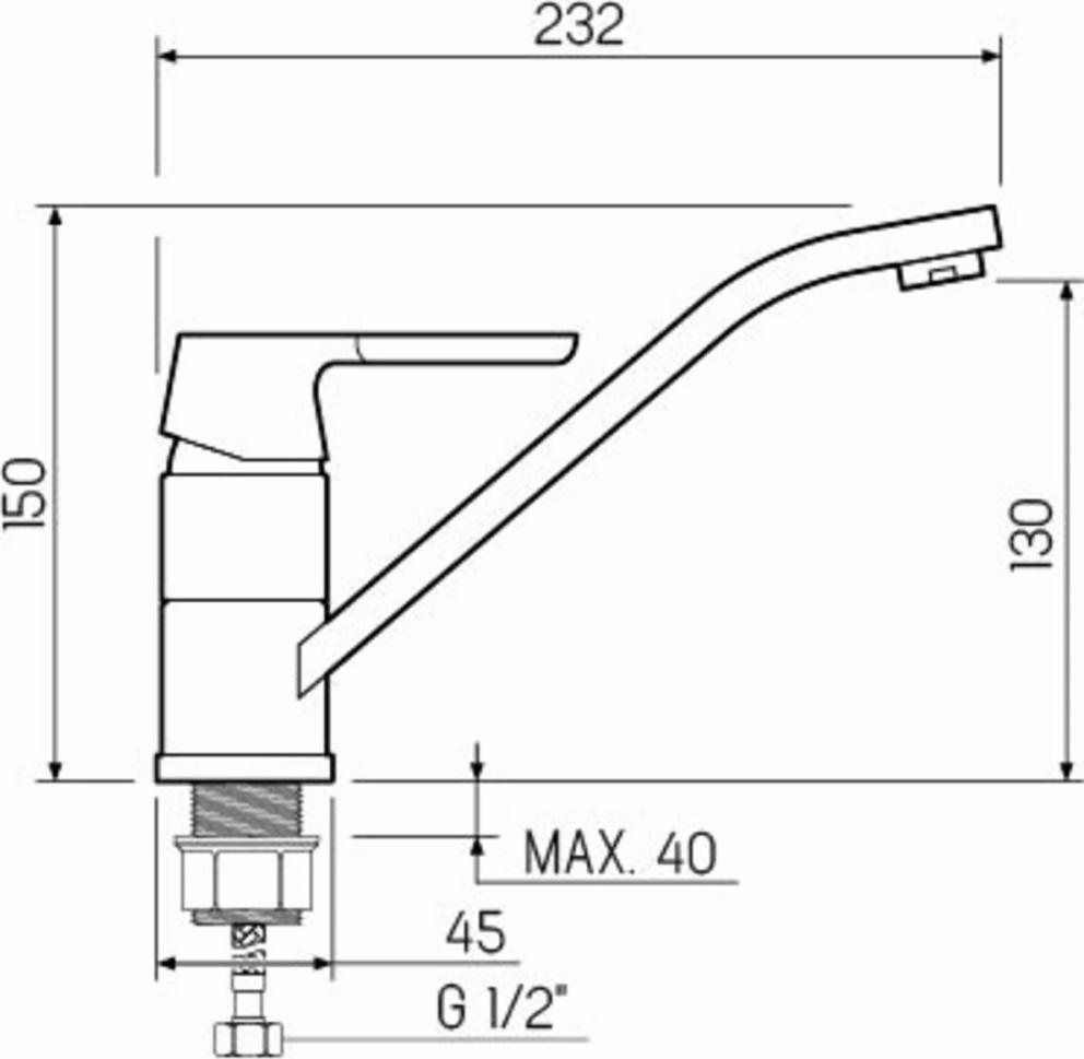 Смеситель для кухни РМС SL123BL-004F-25, хром