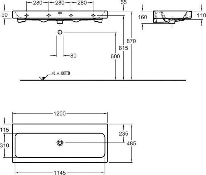 Раковина 120 см Geberit iCon 124025000, белый