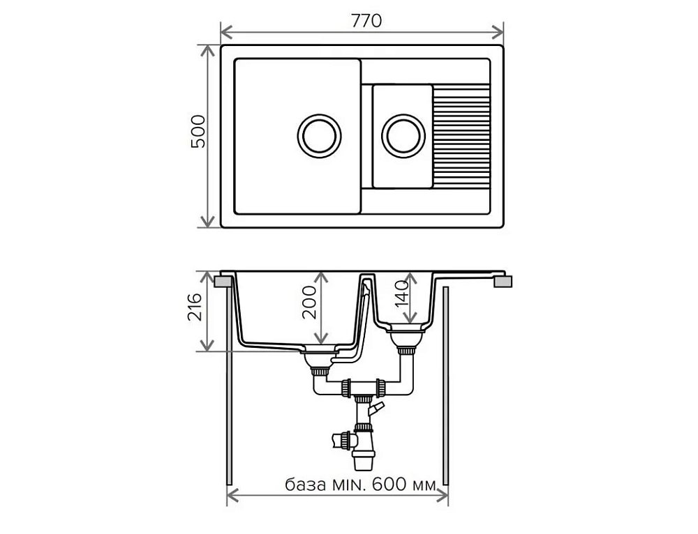 Кухонная мойка Polygran F-21 F-21 №302 (Песоч) желтый