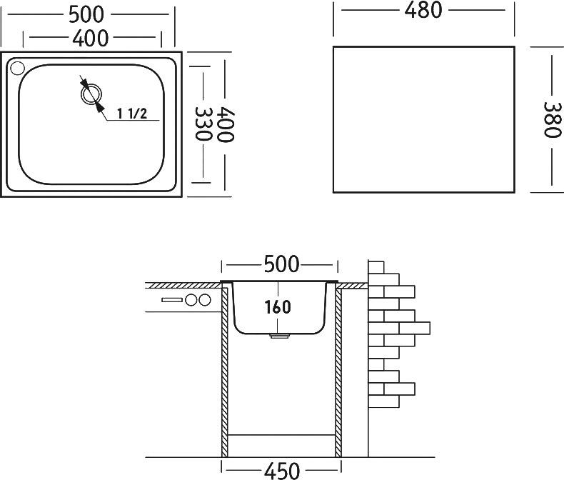 Мойка кухонная Domaci Равенна Ssik DCL 500*400 (6) 1T отверстие под смеситель слева