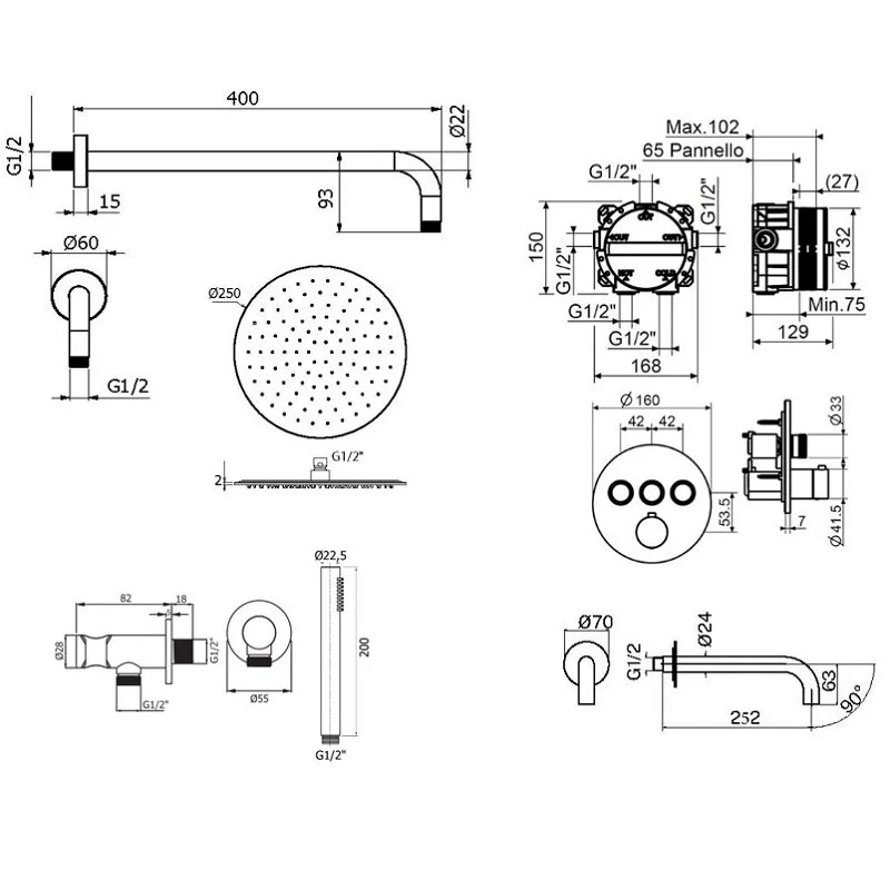 Душевая система Plumberia Selection Psbox KITPSB03CR260 хром