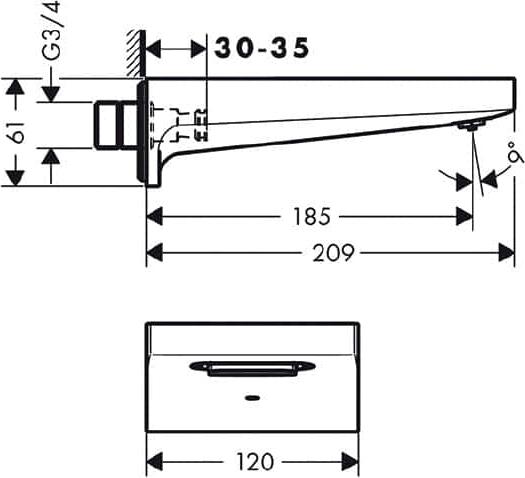 Излив для ванной Hansgrohe Metropol 32543670, чёрный матовый