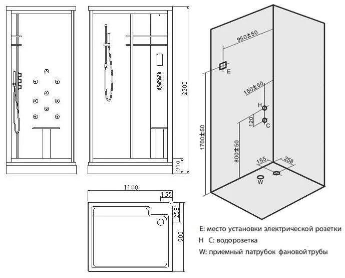 Душевая кабина Edelform Quadro EF-4050RBS