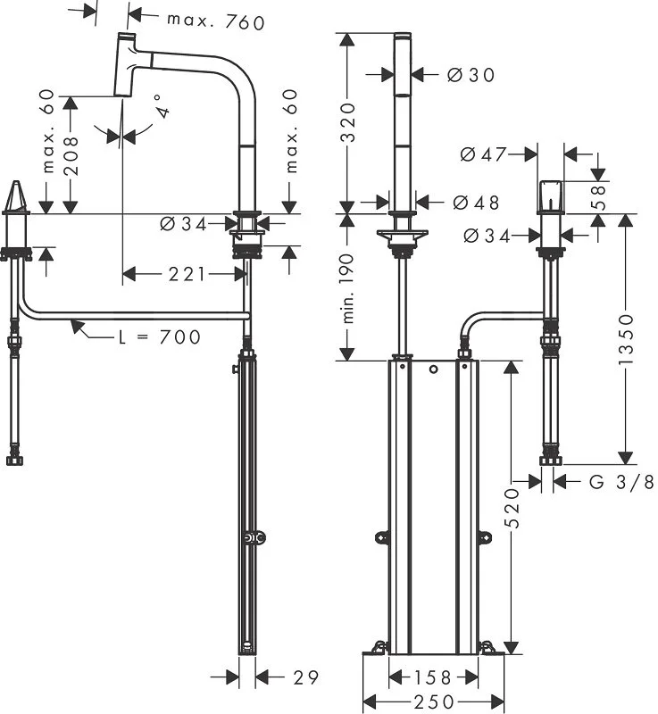 Смеситель для кухни Hansgrohe Metris Select 73825000 хром