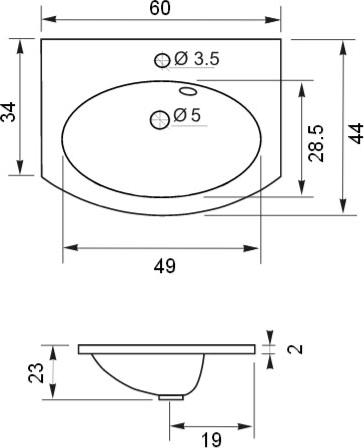 Мебельная раковина De Aqua Токката 60 New НФ-00008062