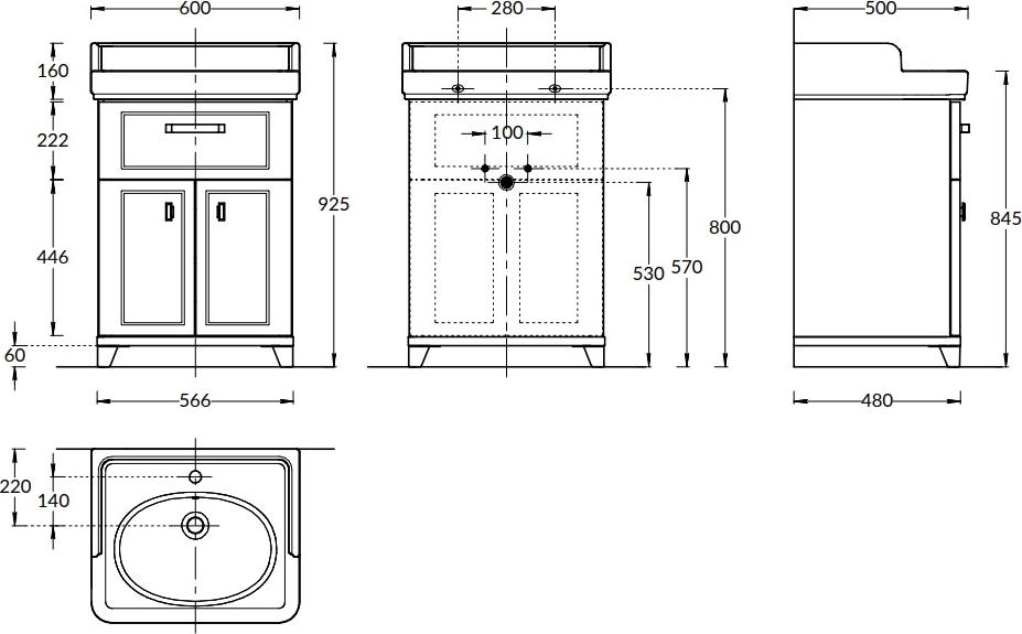 Тумба под раковину 60 см Kerama Marazzi Pompei PO.N.60.1\WHT, белый