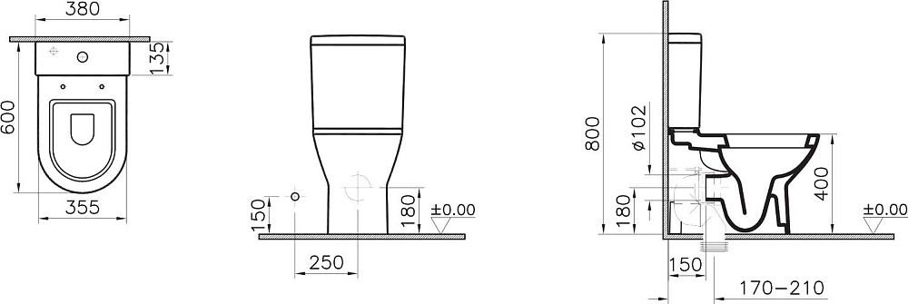 Унитаз-компакт VitrA Diana 9815B003-7201 с сиденьем микролифт