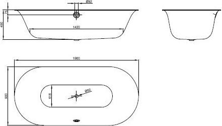 Стальная ванна Bette Lux Oval 190x90 см 3467-000AR