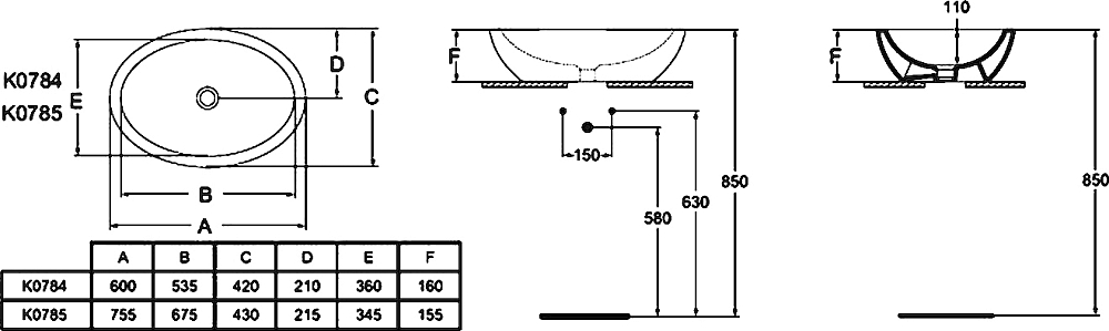 Раковина Ideal Standard Strada K078501 75 см