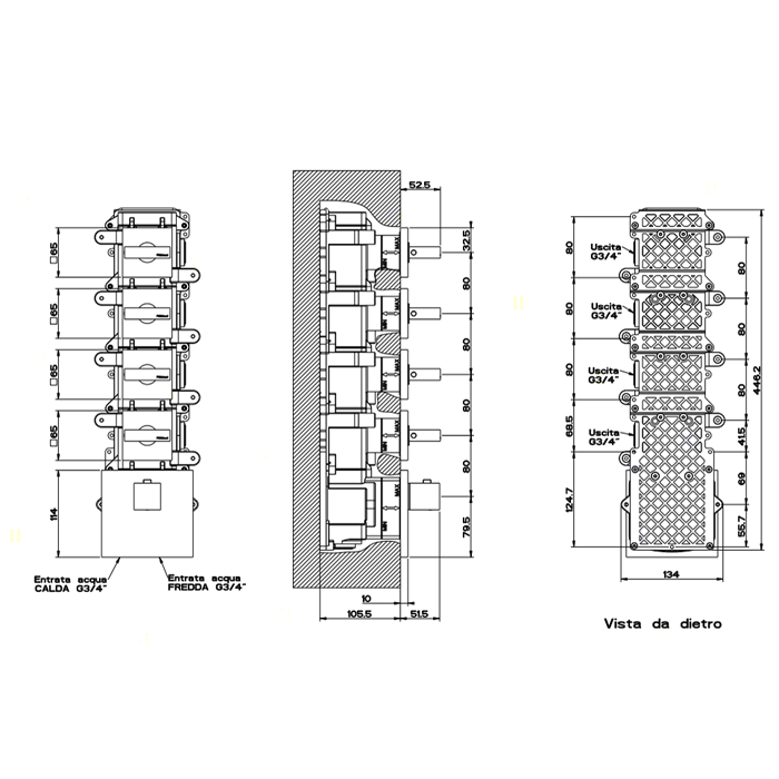 Смеситель для душа Gessi Rettangolo 43218#031 термостатический, хром