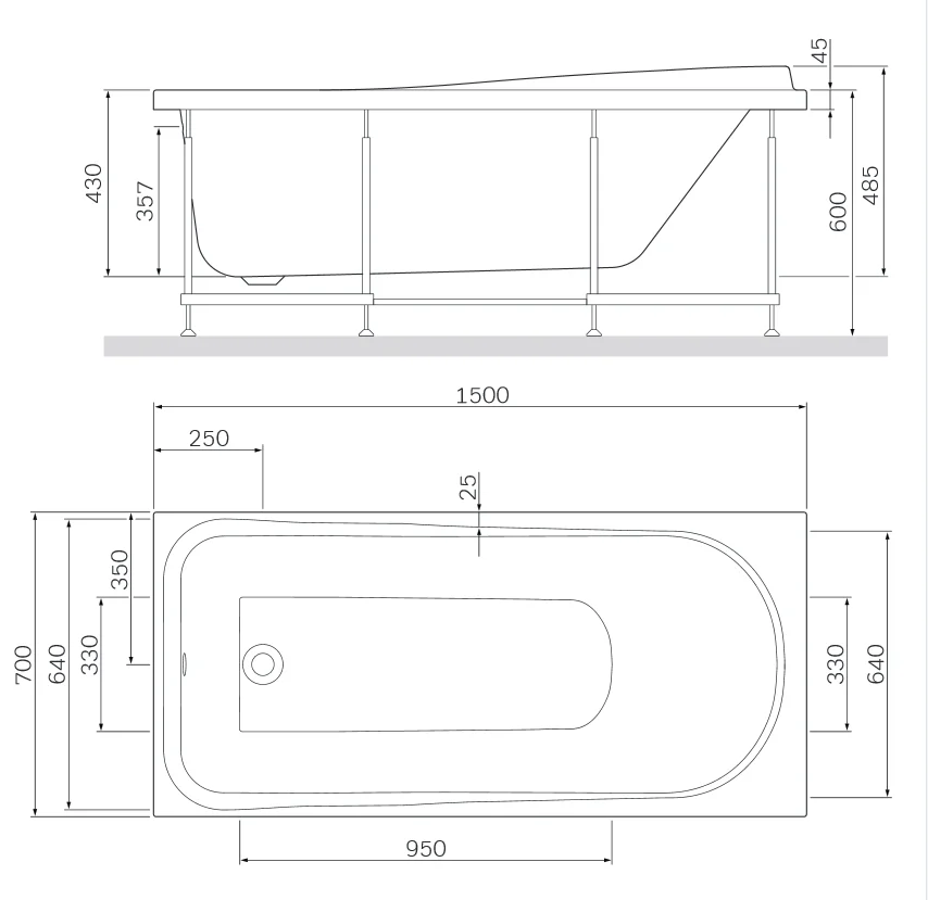 Акриловая ванна AM.PM Like 150х70 W80A-150-070W-A_sanjet_relax_chrome белый