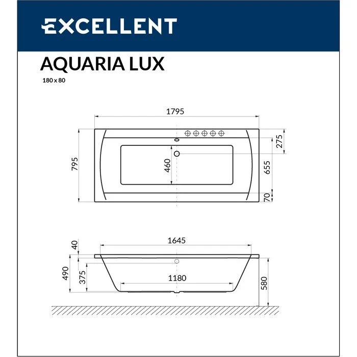 Акриловая ванна Excellent Aquaria Lux WAEX.AQU18.ULTRA.CR хром, белый