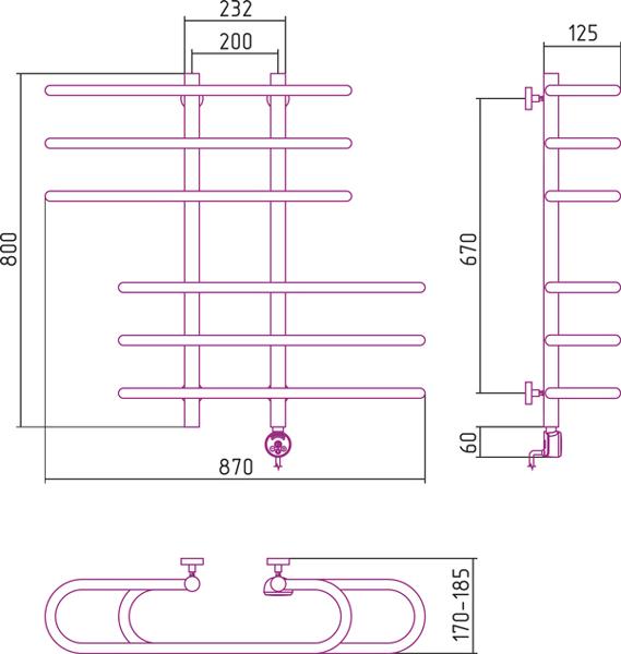 Полотенцесушитель электрический Сунержа Фурор 80x90 R