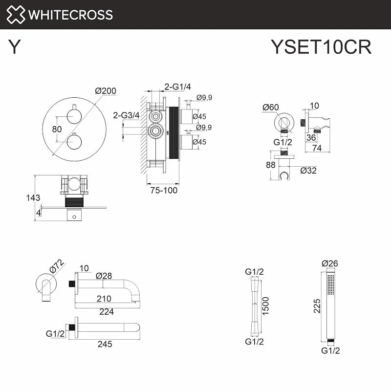 Душевая система Whitecross Y chrome YSET10CR хром