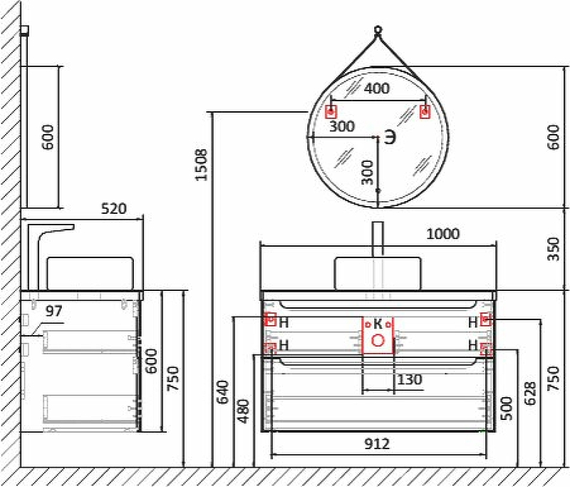 Тумба под раковину Jorno Wood 100 wood.01.100/P/W подвесная белая