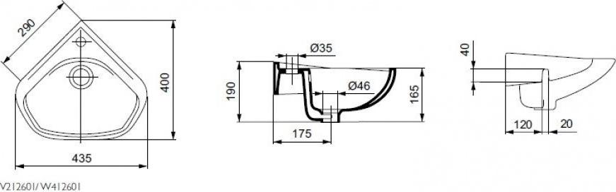 Раковина 44 см Ideal Standard Ecco W412601