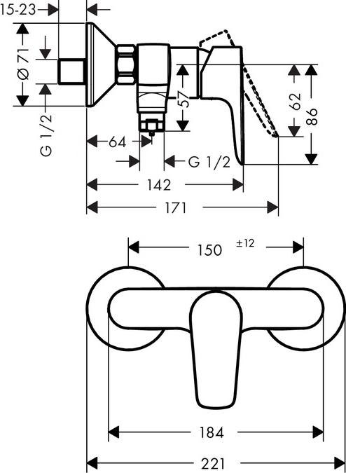 Смеситель для душа Hansgrohe Talis E 71760670, чёрный матовый